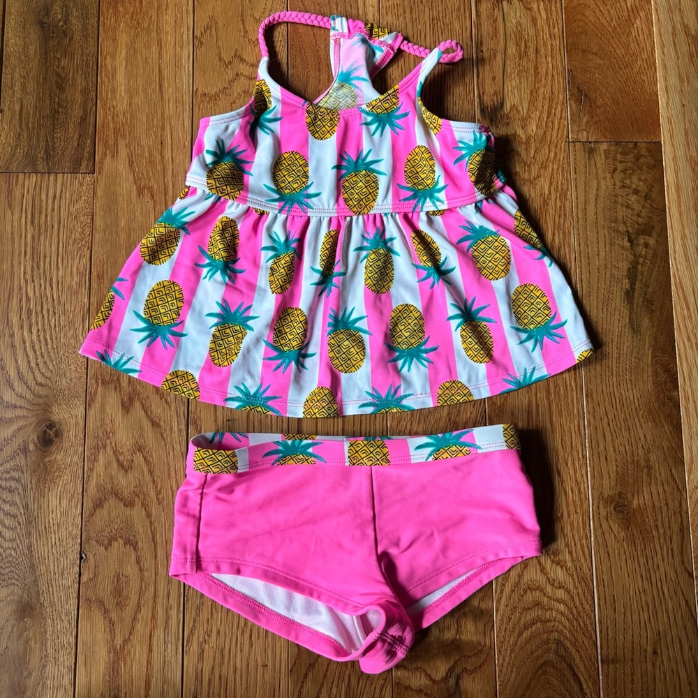 Glitter Beach Girls 2-Piece Tankini Swimsuit Pineapple Print